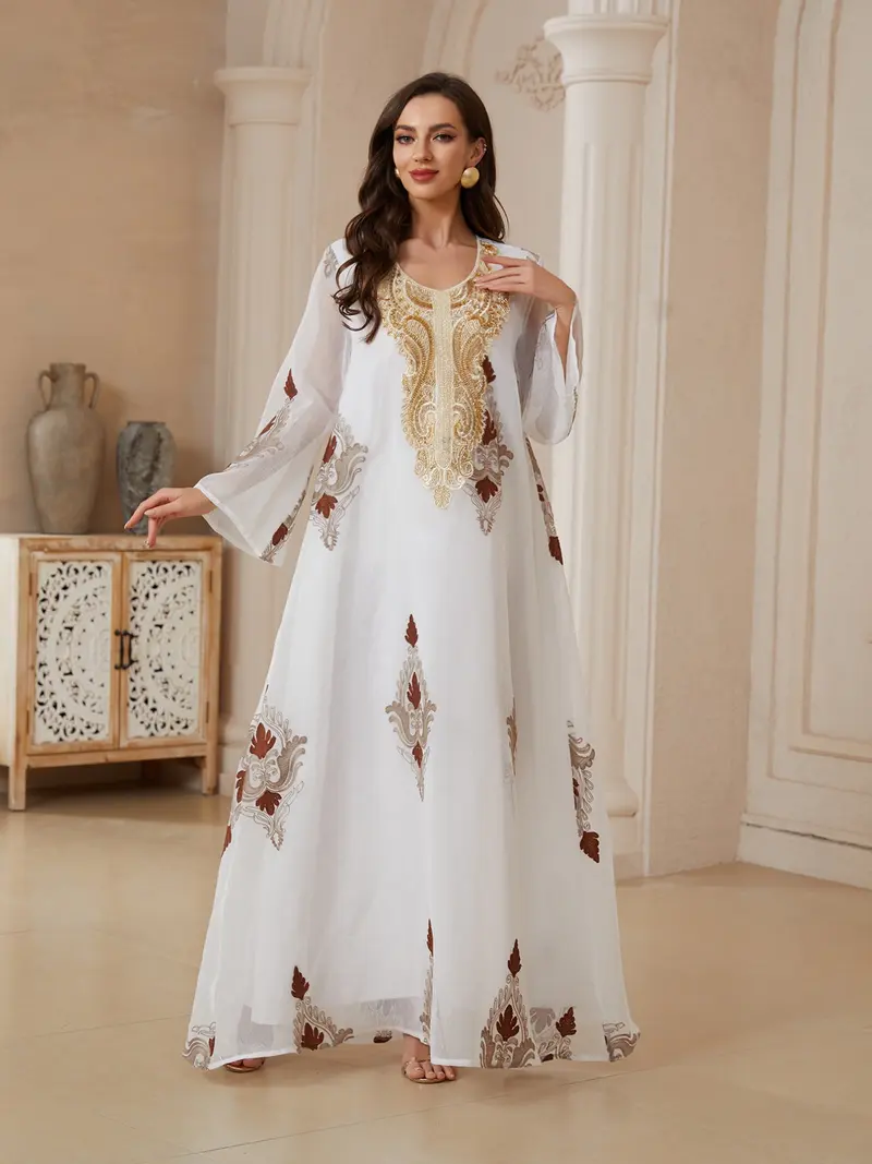 embroidered kaftan dress Bee Greeen Embroidery Dress – Aadews main image 0
