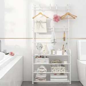 UDEAR Entryway Coat Hanger,Durable Sturdy ,with 4-Tier Shelf for Storage Shoes,Clothes