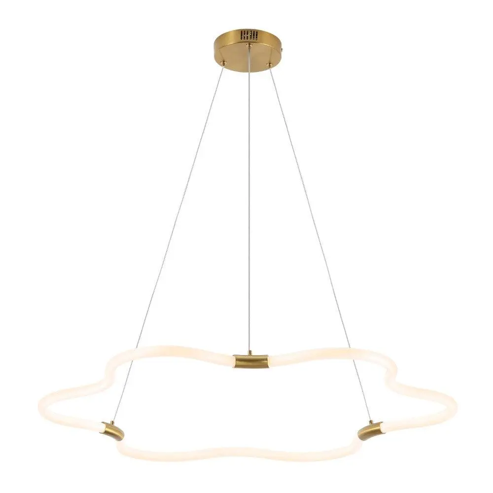 Nuvola 31.5-in Cloud Shape LED Chandelier - Contemporary Minimalist 30W Brass Gold Metal/Acrylic Adjustable Dimmable Integrated LED Lights with Wires, CRI 85 True Color Warm Glow for Home Indoor Ceiling Lighting Fixture