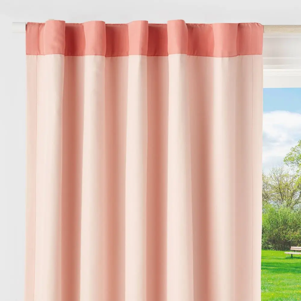 Pillowfort Tonal Lined Blackout Polyester Kids' Window Curtain Panel, Home Room Decor Accessory