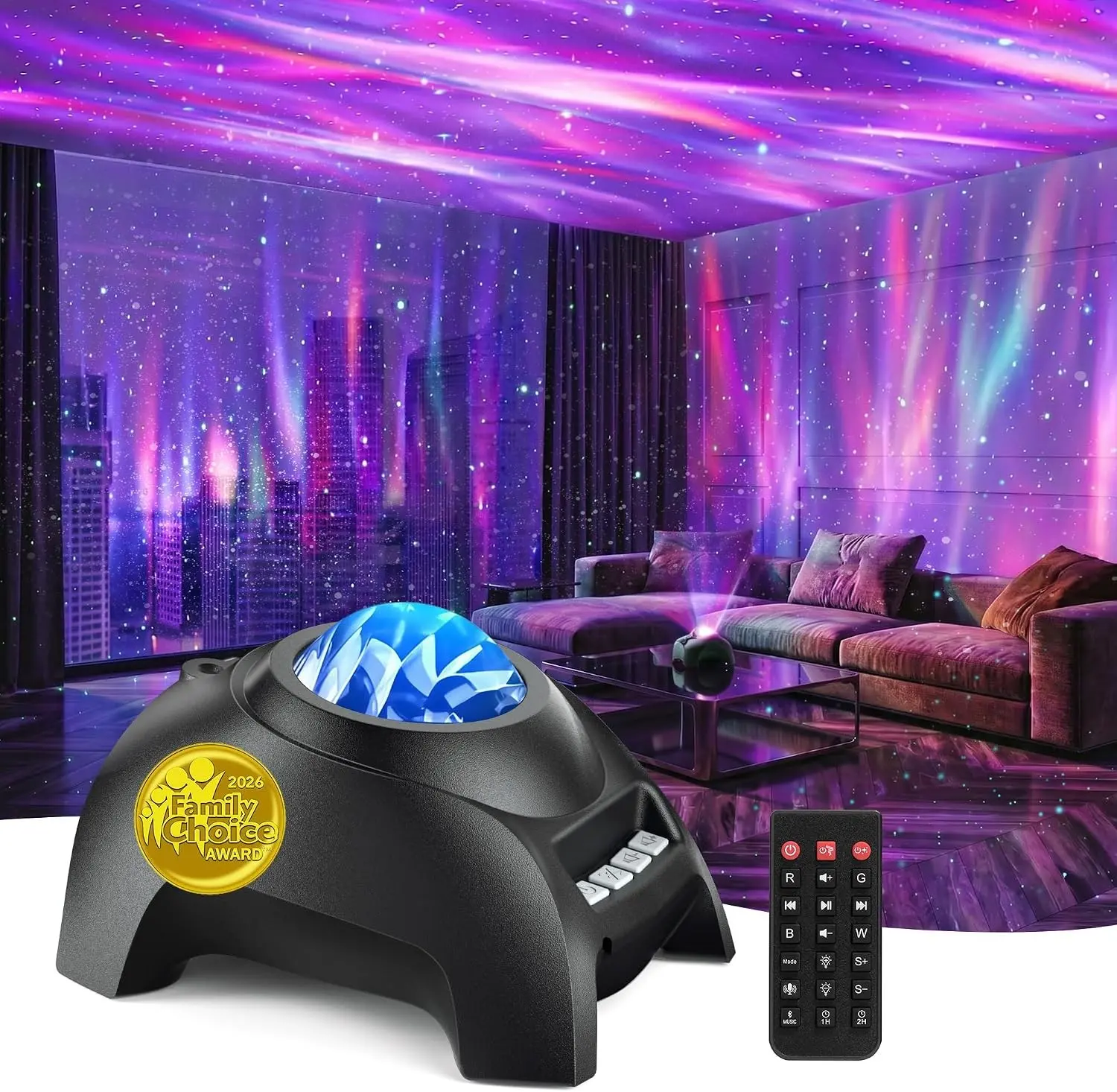 Northern Galaxy Light Aurora Projector, Star Projector with 33 Light Effects, Starry Nebula LED Lamp for Bedroom with Remote Control, White Noise, Kids/Adults Room Decor, Bluetooth Speaker for Parties