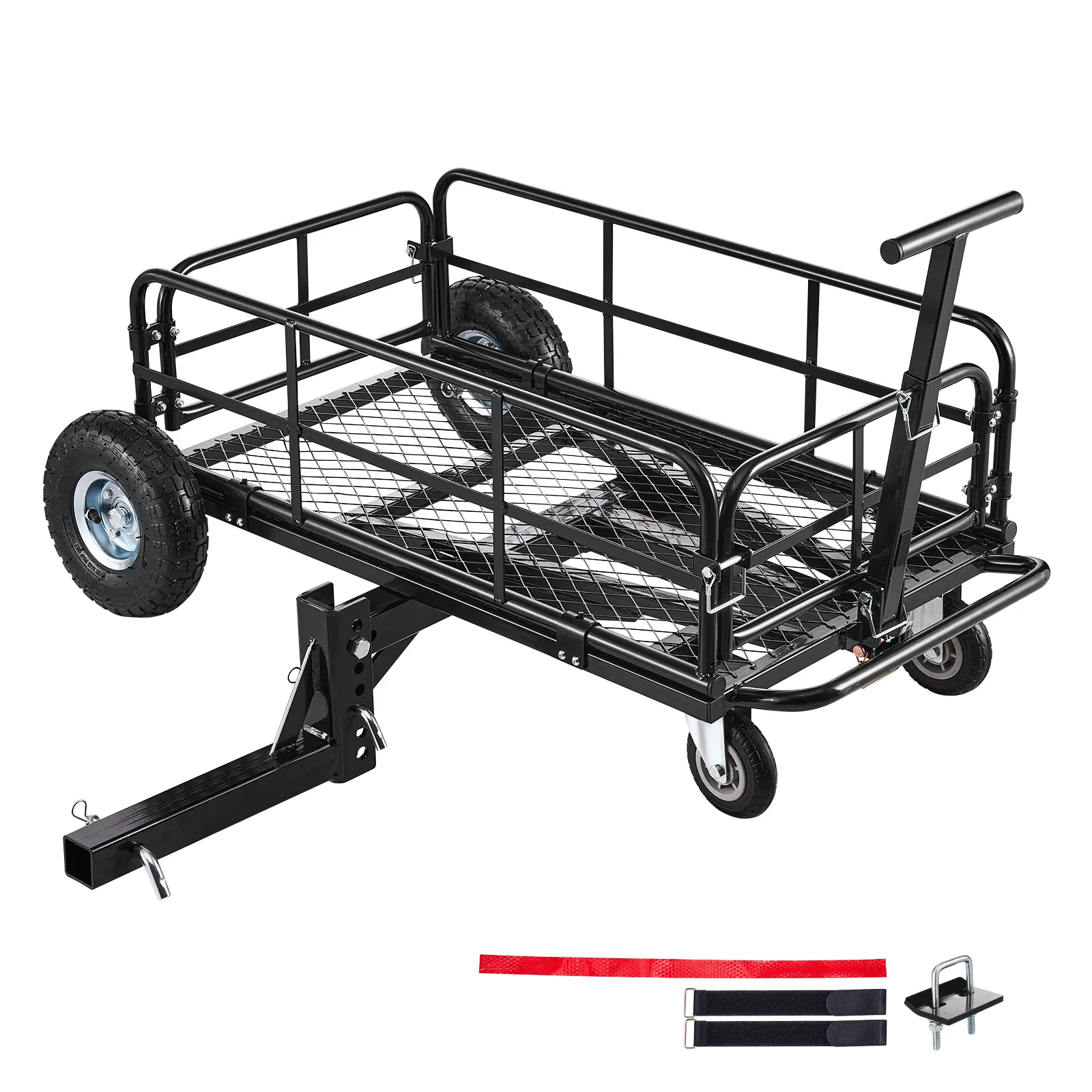 【summerfinds】VEVOR Hitch Mount Cargo Carrier on Wheels, 36.2" x 21.3" x 11.8", 2-in-1 Folding Rear Luggage Rack Basket & Cargo Cart with Hitch Stabilizer, Fits 2" Receiver for SUV Pickups, 400LBS Load Capacity