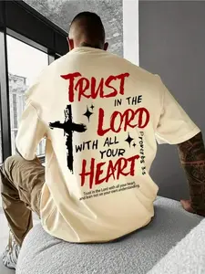 Men's Casual Streetwear Short Sleeve Round Neck T-Shirt, American Fashion Graphic Print, Loose Fit Comfortable Wear, Daily Leisure Sport
