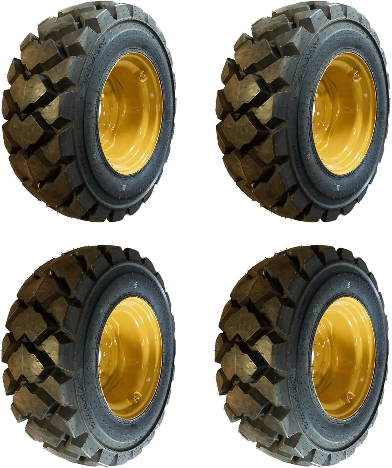 QWTRDF4-HD 12-16.5 Galaxy Hulk Skid Steer Tires/Rims for Cat,Volvo & more | Set of 4-Tires on 8-lug Wheels, Premounted & Ready to go! 12PLY-12x16.5