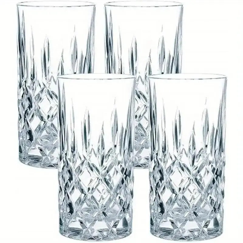 6 Inch 13 Oz Premium Crystal Clear Glass Highball Cup, Premium Drinking Glasses | Thickened Lead Free Scratch Resistant Tumbler for Cocktails Mixed Drinks | Dishwasher Safe Reusable Drinkware | For Iced Tea, Iced Coffee, Soda | Home Bar Cafe Wedding Party