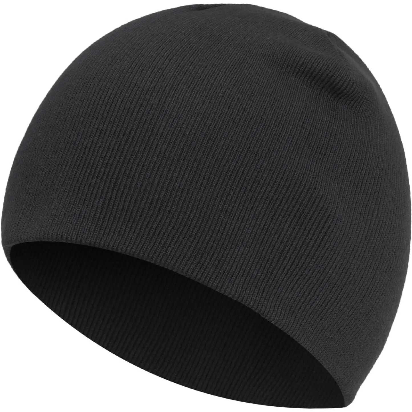 Unisex 100% Cotton Cuffless Fisherman Knit Skull Cap - Stretch, 20.5-22.8 Inch Size Fits for Colleague, Soft Breathable Double Layer Beanie