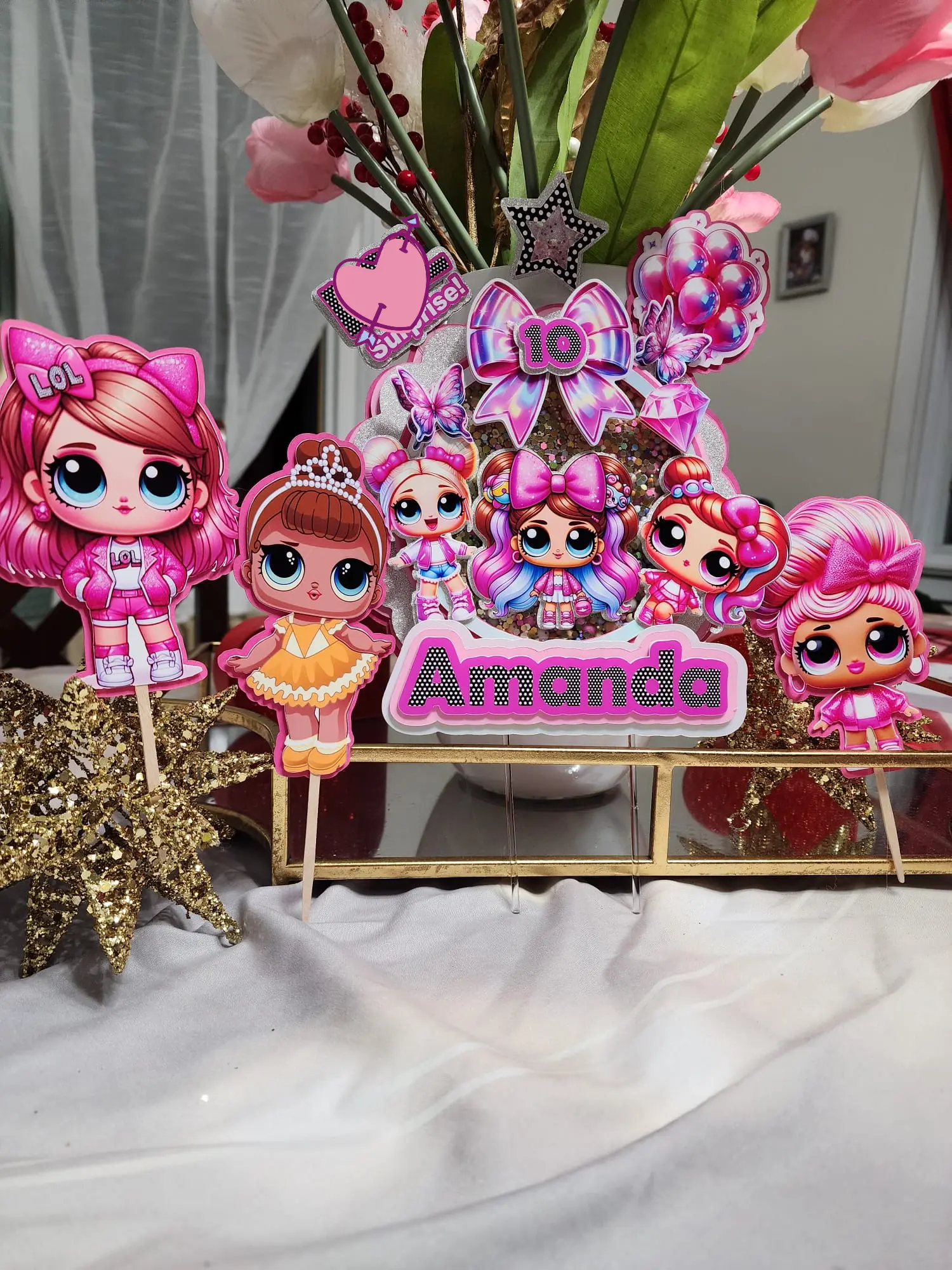 Cake topper custom 3D lol, cake decorations add name and age