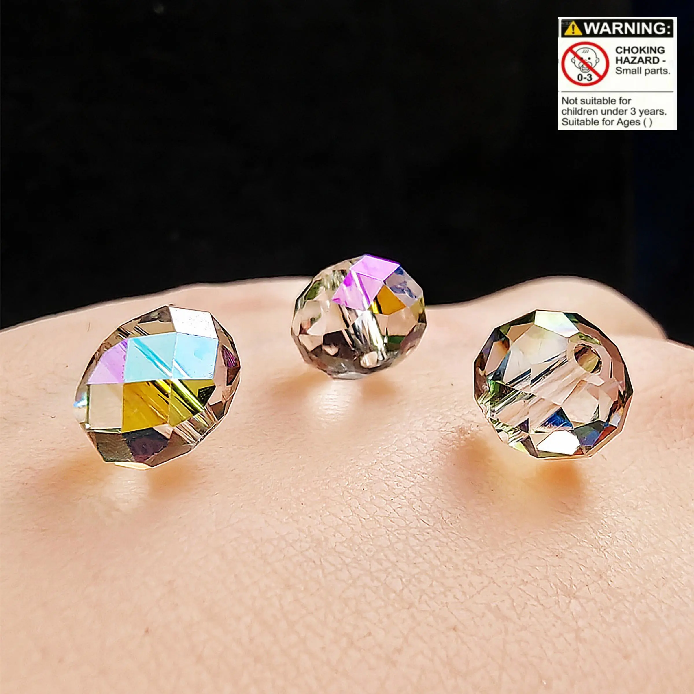 100pcs 0.31in Sparkling Flat Beads, DIY Jewelry Accessories, Jewelry Making Supplies, Aurora Color Glass Beads, Decorative Loose Beads for Crafts, Diy Mix Beads, Durable Beads, Decoration Beads