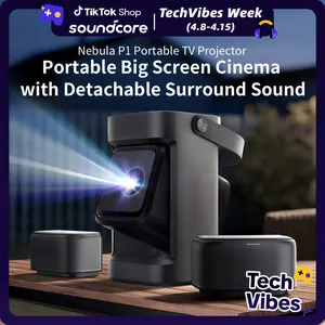 Nebula P1 Portable GTV Projector with Detachable Speakers, 650 ANSI Lumens, 1080P, 20W Truly 2.0 Surround Sound, Dolby Audio, Built-In Gimbal, Auto Adjustment, 180" Big Screen, Carry Handle