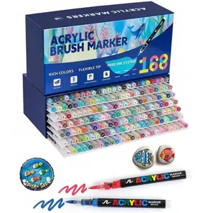 12-168 Acrylic Markers, Art Marker Set, Fresh Natural Style, Smooth Delicate Brushstrokes, Ideal for Teenagers & Illustrators, Room Decoration
