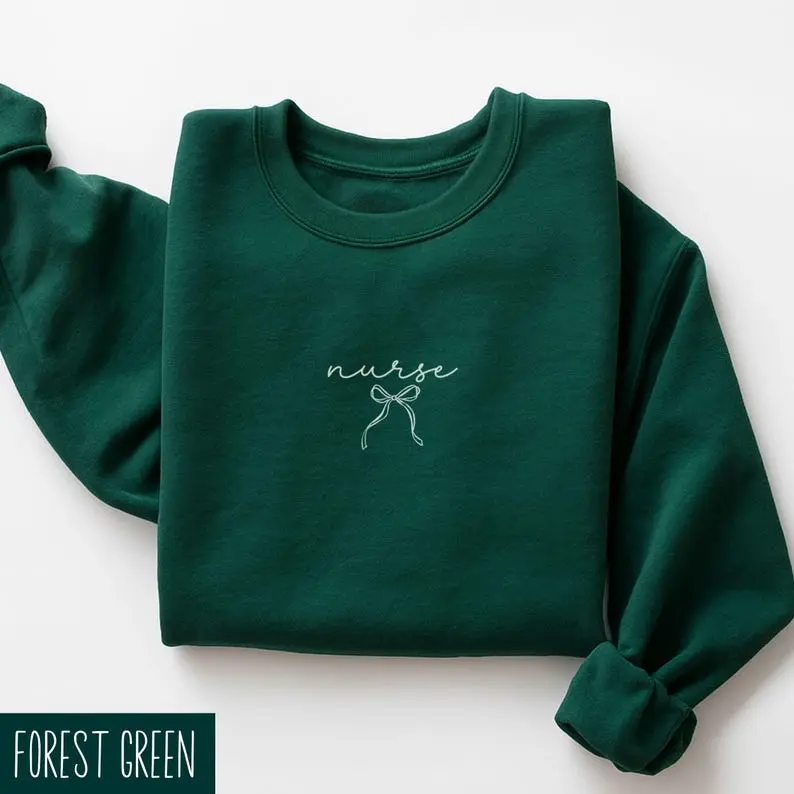 Cute Nurse Sweatshirt With Coquette Bow, Nurse Sweater, Coquette Nurse Shirt, Nurse Xmas Gift, Nurse Crewneck, Trendy Nurse Bow Sweater