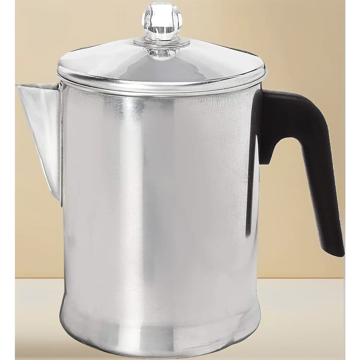 9-Cup Aluminium Manual Coffee Brewer - Traditional Look Stovetop Percolator Pot with Lid, Screened Basket Filter, Lightweight Alum Silver Pot for Camping, Home Brewing
