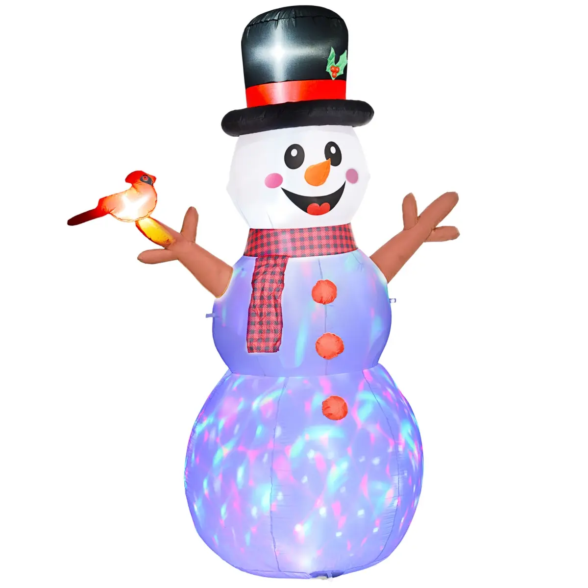 212 Main 844-942V80WT Outsunny 8 ft. Inflatable Christmas Blow Up Snowman with Rotating Colorful LED Light