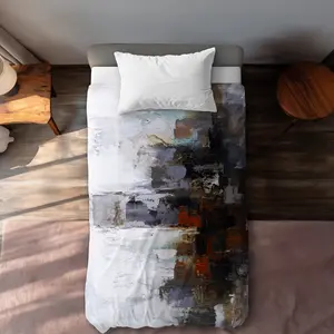 Begin Home Decor C1DCTXLWA6TISQ Twin Extra Long Obscure Buildings Abstract Beige Duvet Cover - Home Decor