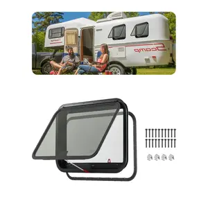 VEVOR RV Exit Window,  30" W x 20" H Tinted RV Window with Net Screen and Trim Ring, Fit for 1 1/4" - 1 13/16" Thickness Wall, RV Window Replacement for Teardrop Cargo Trailer Camper, DOT Approved