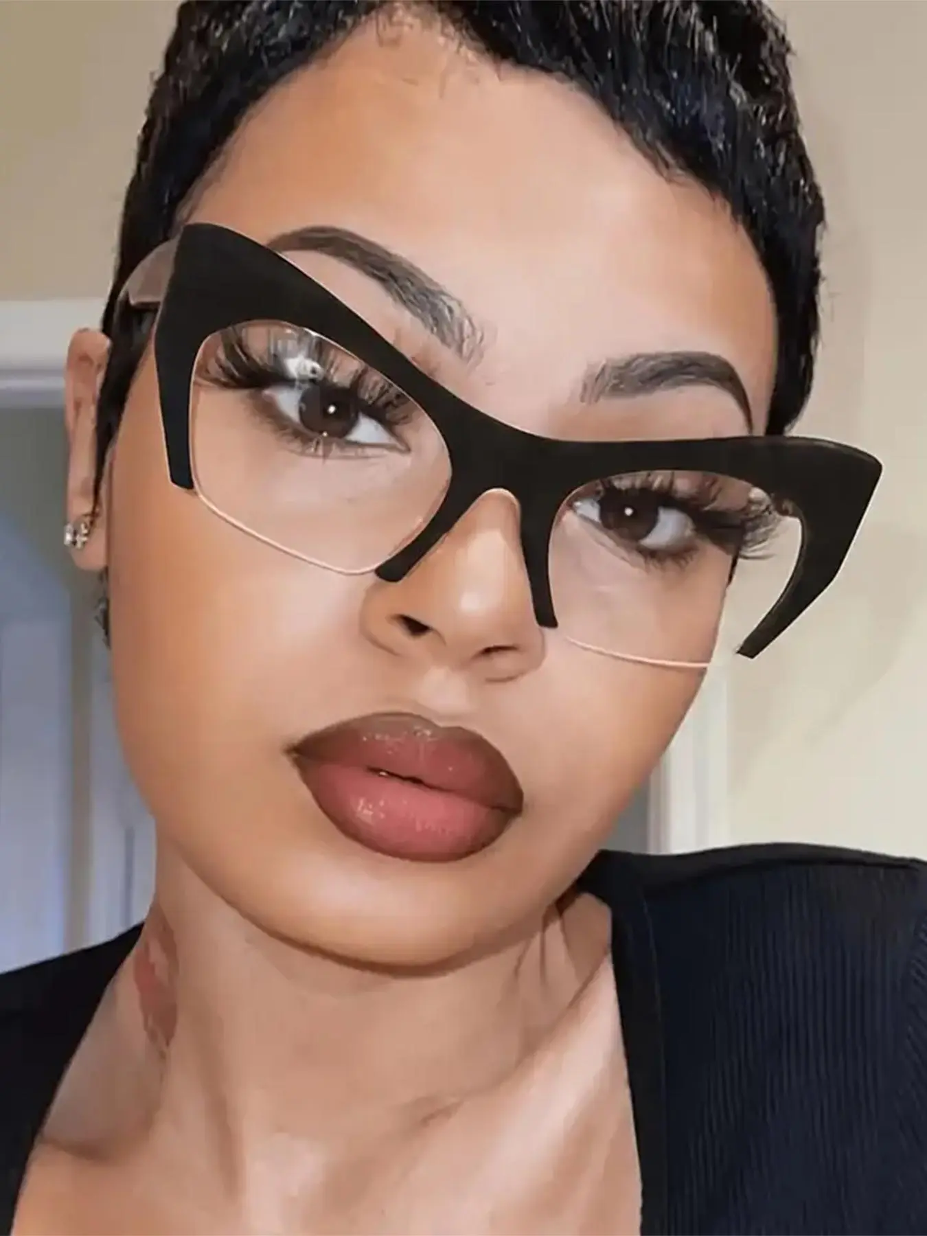 1pc Unisex Vintage Cat Eye Semi-frame Eyeglasses, 2026 New Style Trendy Casual Fashionable Stylish Glasses Frames Glasses Eyeglasses for Everyday Women Girls Use, Everyday Eyewear, Fashion Accessories for Outdoor Activities, Fashion Accessory Eyewear