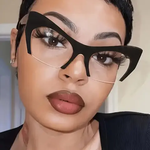 1pc Unisex Vintage Cat Eye Semi-frame Eyeglasses, 2026 New Style Trendy Casual Fashionable Stylish Glasses Frames Glasses Eyeglasses for Everyday Women Girls Use, Everyday Eyewear, Fashion Accessories for Outdoor Activities, Fashion Accessory Eyewear