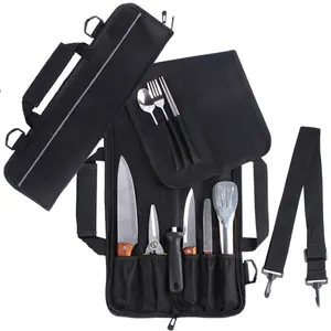 Chef Knife Roll Bag Adjustable Straps Cooking Chef Knife Protected Pouch Carrying Storage Pockets Cooking Tools Accessories Kitchen Kitchenware