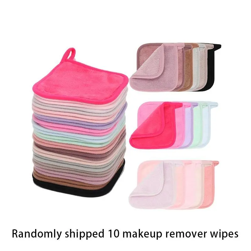 Random 10 makeup remover wipes, reusable makeup remover wipes, washable makeup remover wipes, makeup removal wipes, facial cleansing, women's makeup tools, cosmetics, hypoallergenic makeup remover, Make up remover wipes for face, Makeup Remover Towelettes