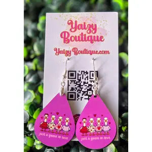 Just a Goose in Love Valentine Earrings | Funny Valentine Goose Earrings | Handmade
