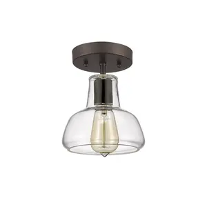 Chloe  7 in. Shade Lighting Ironclad Industrial-Style 1 Light Rubbed Bronze Semi Flush Ceiling Fixture - Oil Rubbed Bronze
