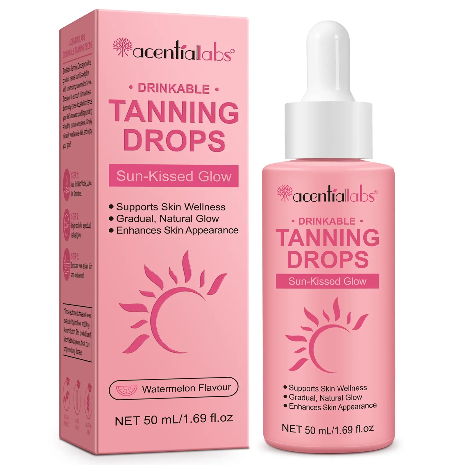 Sunless Self Tanner Bronzing Drops – Glow-Boosting Drinkable Tanning Formula for Face & Body, Natural Golden Tan Without Sun Exposure, Hydrated & Radiant-Looking Skin, Suitable for All Skin Types