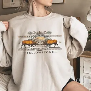 Retro Yellowstone National Park Sweatshirt Vintage 90s Bison Wildlife Crewneck Nostalgia Western Classic Gift