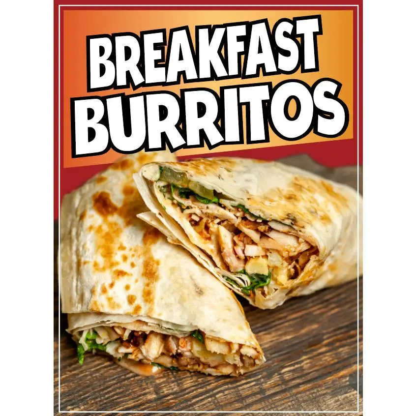 Breakfast Burritos Decal Window Sticker Mexican Food Truck Concession Vinyl Restaurant