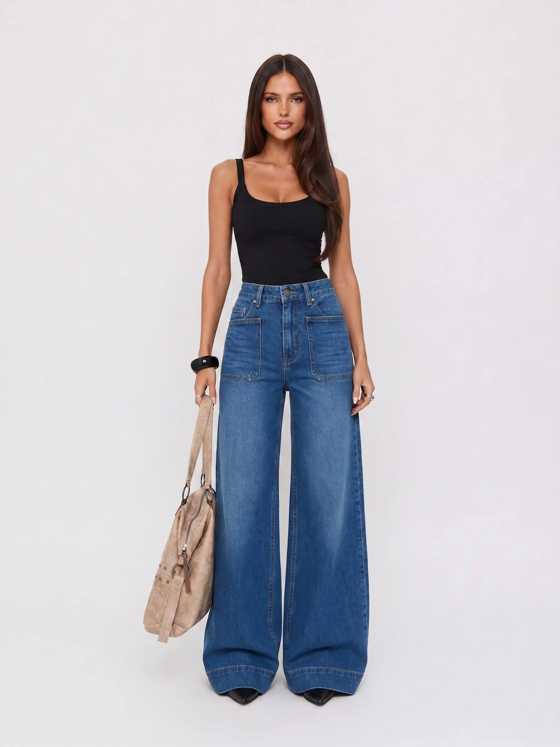 JRH Waist Wide Leg Jeans, Zipper Pocket Design, Casual Fashion for All Seasons, Limited Time Purchase Streetwear summervibes