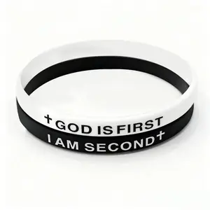 God Is First Bracelet, GOD IS FIRST IM SECOND Christian Religious Faith Rubber Bracelets Engraved Inspirational Bible Verses Cross Silicone Bracelet For Women Men Gifts