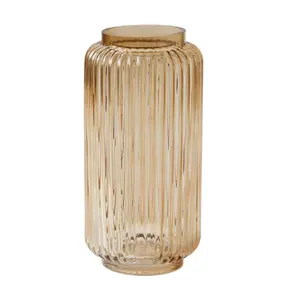 10 inches Ribbed Glass Vase, Champagne
