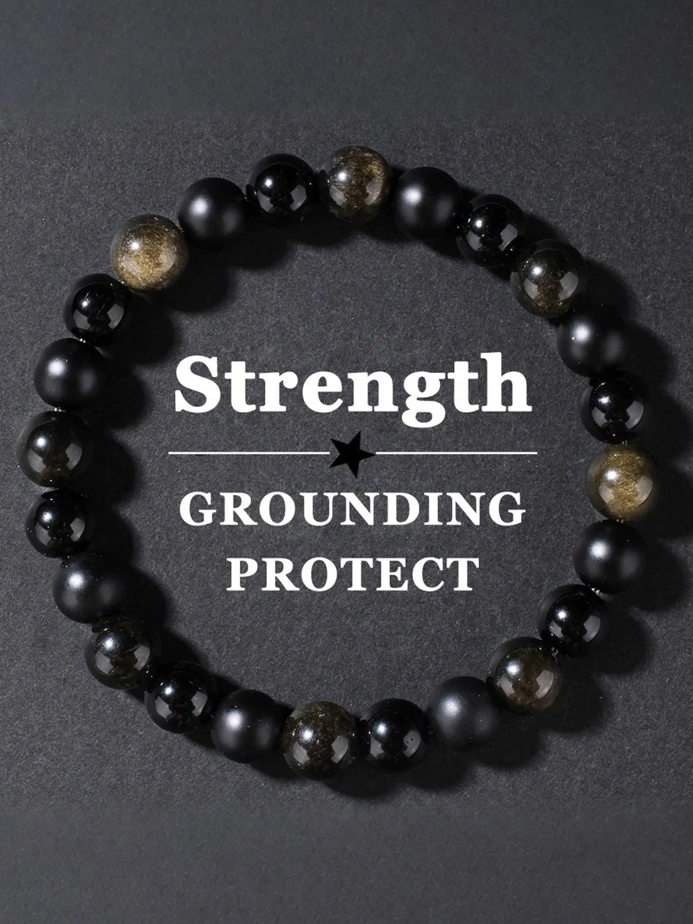Black Obsidian Beaded Bracelet, Unisex Elastic Beaded Bracelet, Grounding Stone Bracelet, Wealth Magnet & Business Success Gift, Black Onyx Bracelet, Beaded Gemstones, Power Beads Bracelets, Jewelry Bracelet, High Quality Bracelet, Stretch Bracelets