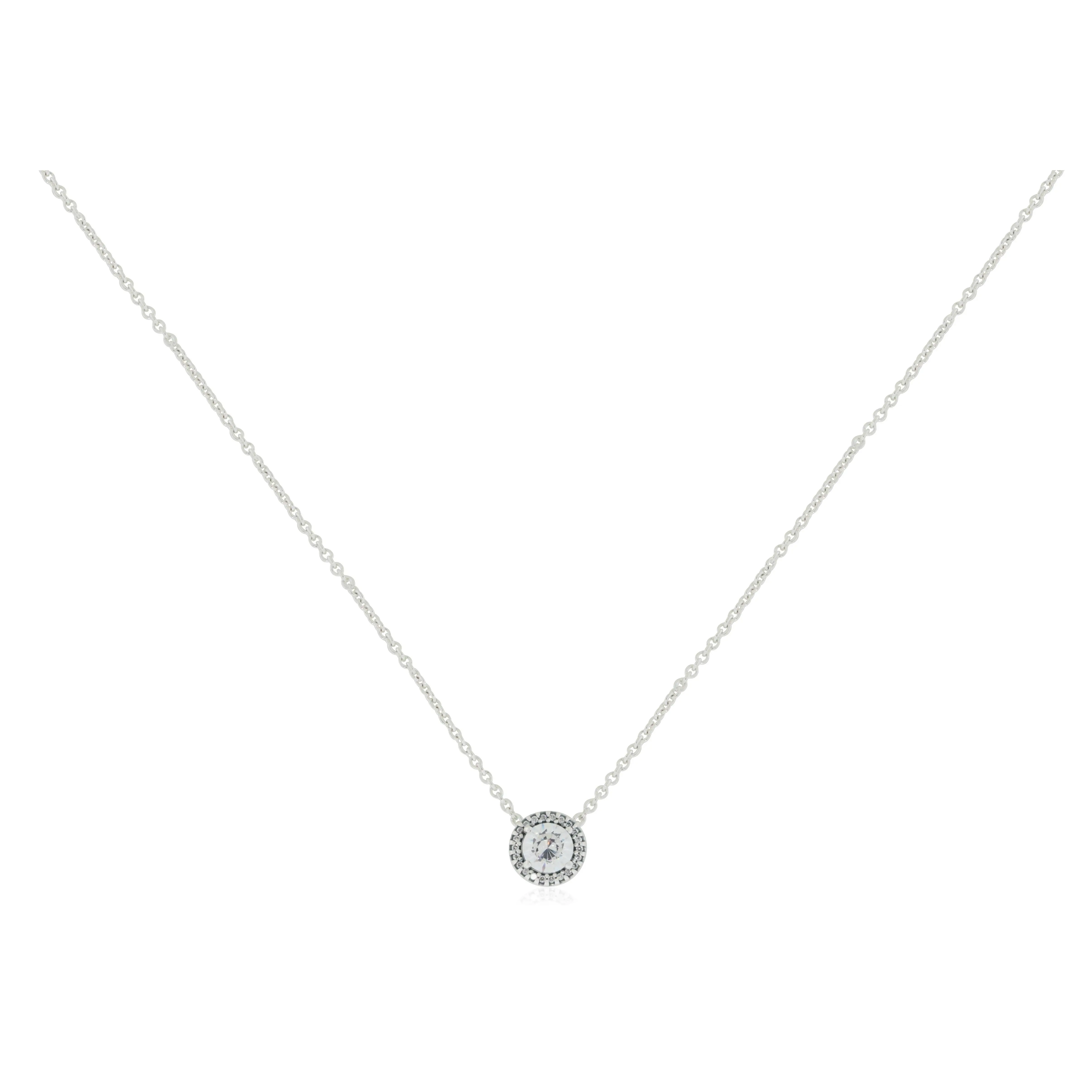 Pandora Sterling Silver Round CZ Necklace - 396240CZ-45, Necklace Gift, Decorative Necklace