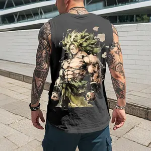 Dragon Ball DBZ Broly Saiyan Unisex Summer outfits men streetwear 80s 90s graphic tees cotton Anime tank tops men gifts