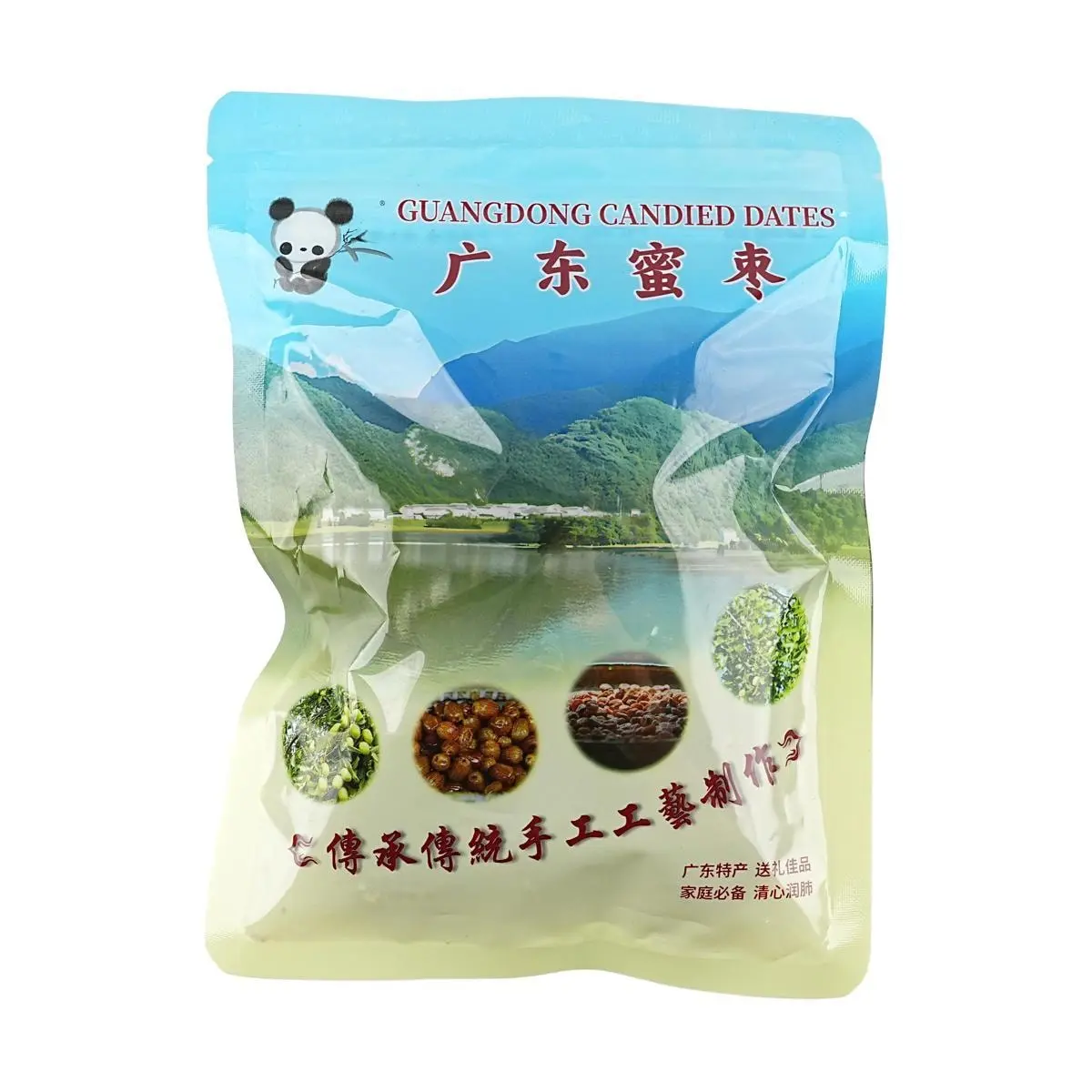 PANDA Guangdong Candied Jujube Dates - Sweet Red Dates, 227g (8oz) - Traditional Chinese Snack, Healthy Fruit Preserve