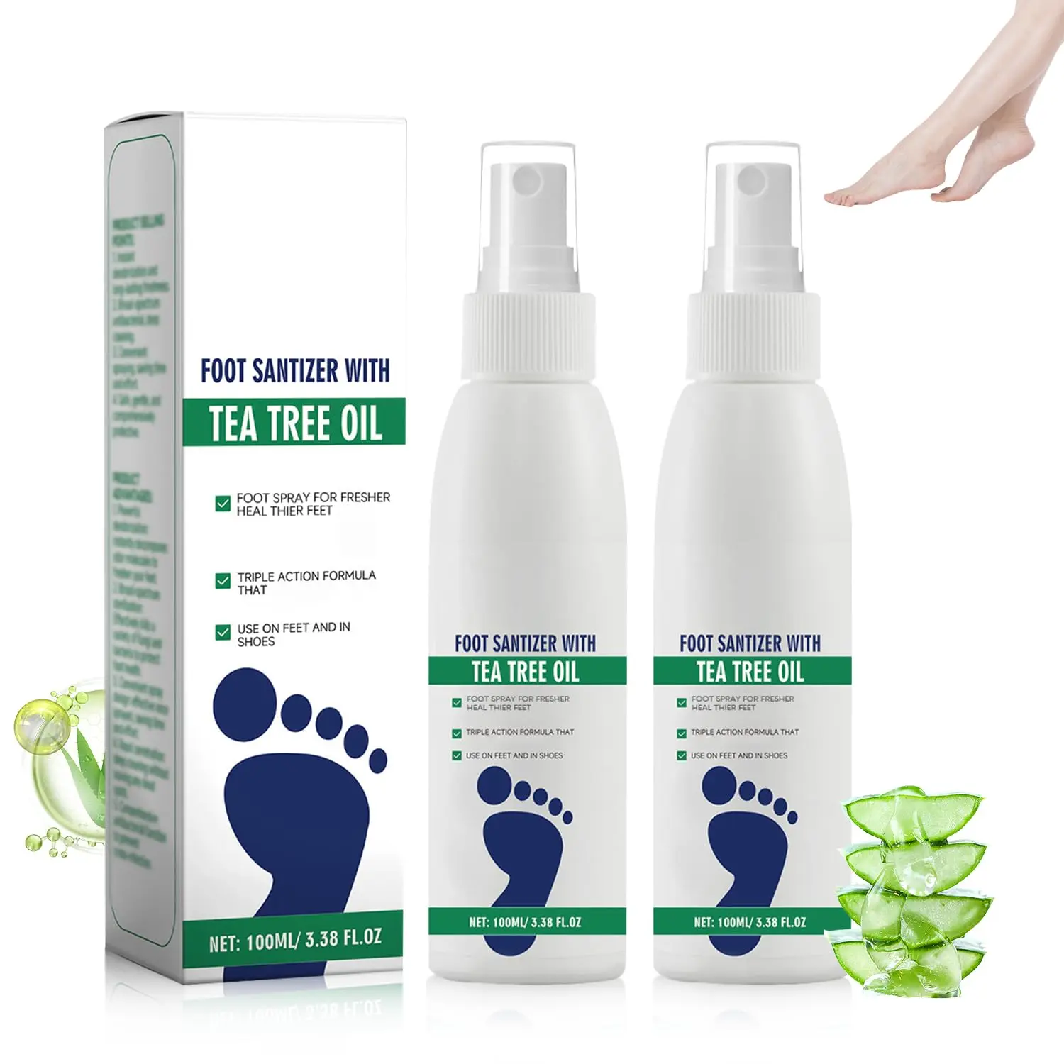 Tea Tree Oil Foot  Spray-nail sanitizer spray，foot sanitizer spray，long-lasting antibacterial，dry foot care