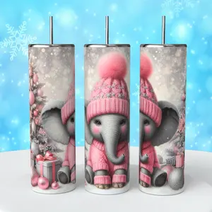 Elephant pink clothed 20 oz tumbler Bottle Drinkware Lid Water Bottles Beverage Portable Mug Washable Reusable Cup Bottled