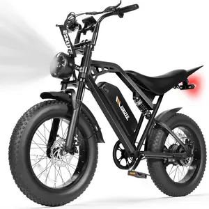 Eskute V200 Electric Bike | 20.8Ah Huge Battery | 1500W Peak Power | 30 MPH | Full Suspension | 80 Miles Range | 7-Speed Dual Suspension | 20" x4.0 Fat Tire e-bike Mid Drive with LED Lights