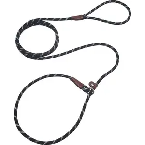 7 FT Slip Lead  Leash for Small Dogs, No Pull Puppy  Lead, Lightweight Sturdy Pet Slip Rope Leash, Black