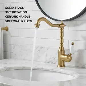 Brass Body Faucet with Ceramic Handle, Rust-Resistant Copper Material, Stable Flow, Long-Lasting Durability, G1/2 Interface, Bathroom Sink Tap