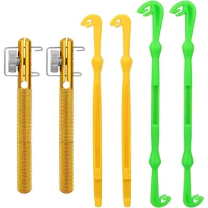 6 count Fish Hook Line Quick Fishing Knot Tying Tool Kit with Disgorgers, Tie Fast Metal Fishing Line Tieing Tool, Portable Tying Knotting Tool for Fly Fishing Sea Fishing Casting Fishing