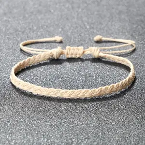 Unisex Classic Handmade Braided Bracelets - Pure Color Waxed Thread Adjustable Wristband, Charm Jewelry Gift for Daily Wear