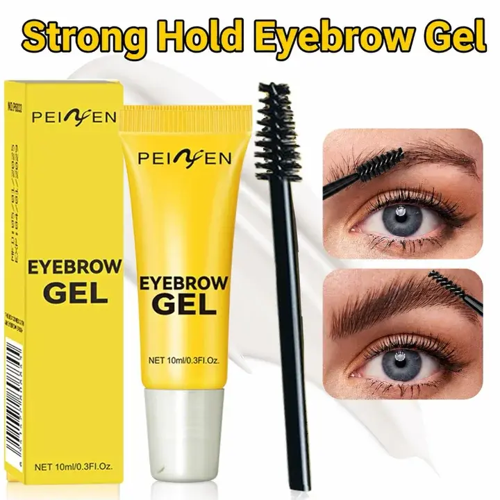 Powerful Hold Eyebrow Gel with Brush – Transparent Eyebrow Styling Glue with Brush, Waterproof & Long-Lasting Brow Setter for Precisely Sculpted Brows, Non-Flaking, Natural Finish, Suitable for Daily Makeup