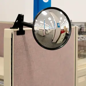 Global Industrial 670562 Round Acrylic Clip on Convex Mirror - Indoor - 7 in. -160 deg Viewing Angle - Silver