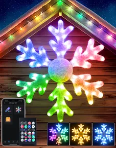 Avatar Controls 31.5" Christmas Giant  Snowflake Smart Hanging Lights 74 LEDs 16 Million Colors Window Lights Music Sync Remote App Control DIY Mode for Holiday Indoor Wall Door Window Porch Decor Ornaments Decoration