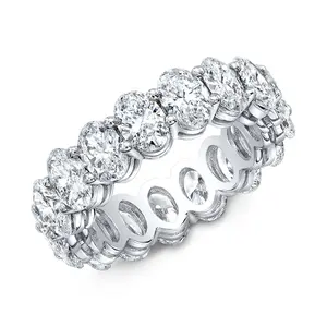 18k White Gold Plated Oval CZ Eternity Band