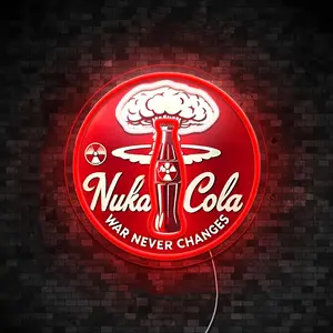 "Fallout" LED Neon Sign, Nuclear-"War Never Changes" Neon Sign, Red Background, Perfect for Gaming Rooms, Bedrooms, Home Bars, Gaming Room Decorations, or as a Gift for Game Fans