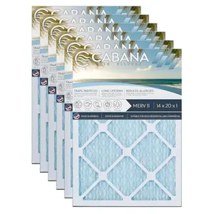 Cabana Air Filters 6 Pack HVAC Furnace Air Filters, MERV 11, 14 x 20 x 1, White