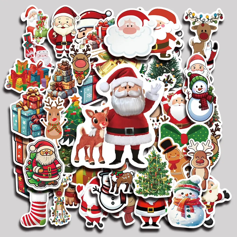 50PCS Christmas Aesthetic Vinyl Decorative Stickers, Self-Adhesive Sticker Pack for Planner, Journal, Notebook, Laptop, Phone Case, Water Bottle, Scrapbooking and Office Supplies