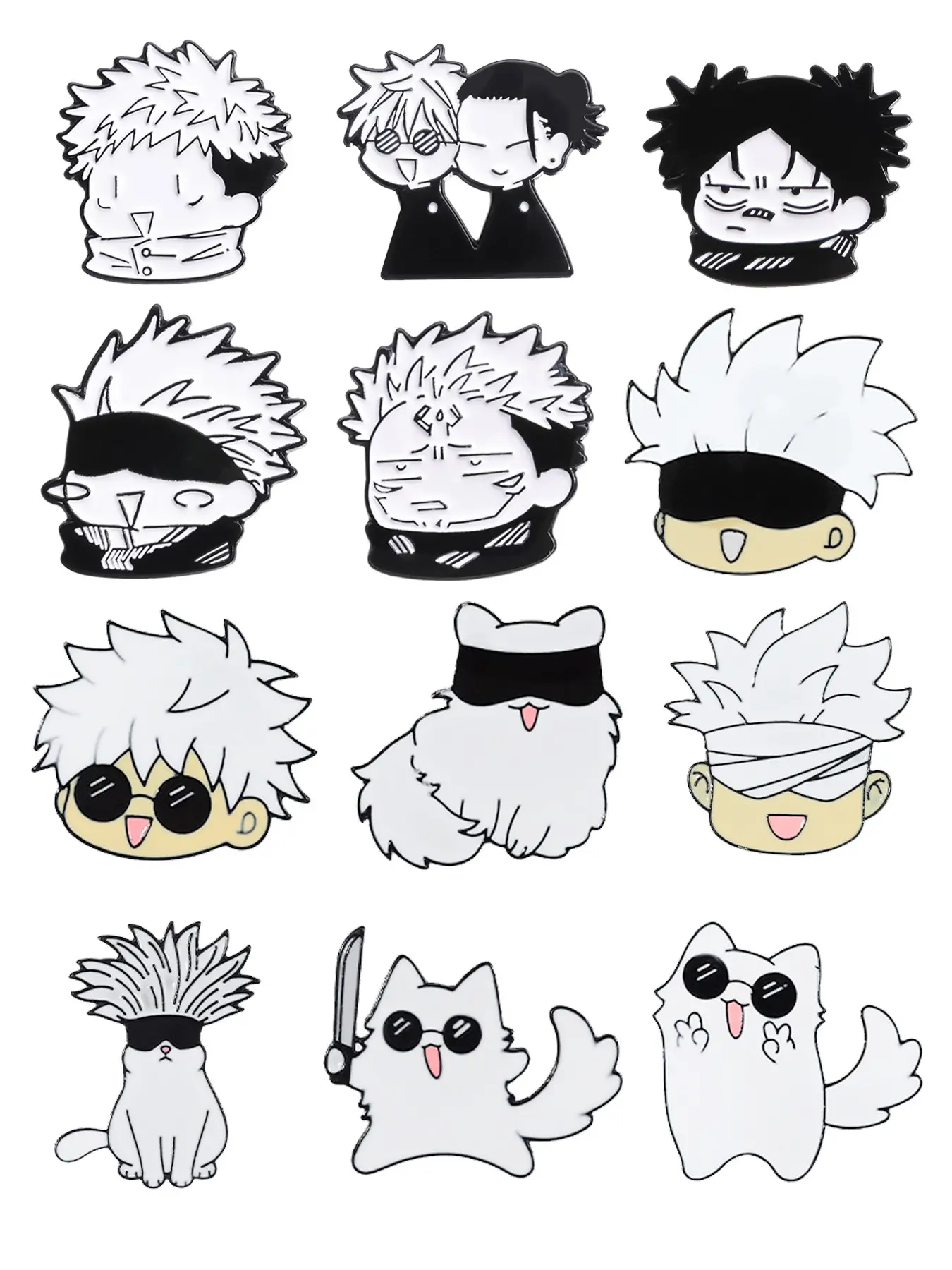 12-Piece Set Cartoon Anime Jujutsu Kaisen Brooch Enamel Pins Anime Comics Cartoon Character Gojo Satoru Itadori Yuji Metal Brooches for Backpack Clothes Lapel Badge  Fashion Jewelry Gift for Fans Friends Durable Metal Pins Fashion Accessory